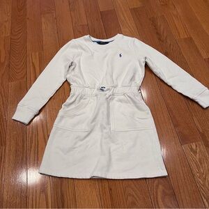 Girls Polo Ralph Lauren Cotton Blend Fleece Sweatshirt Dress White Medium M 8-10